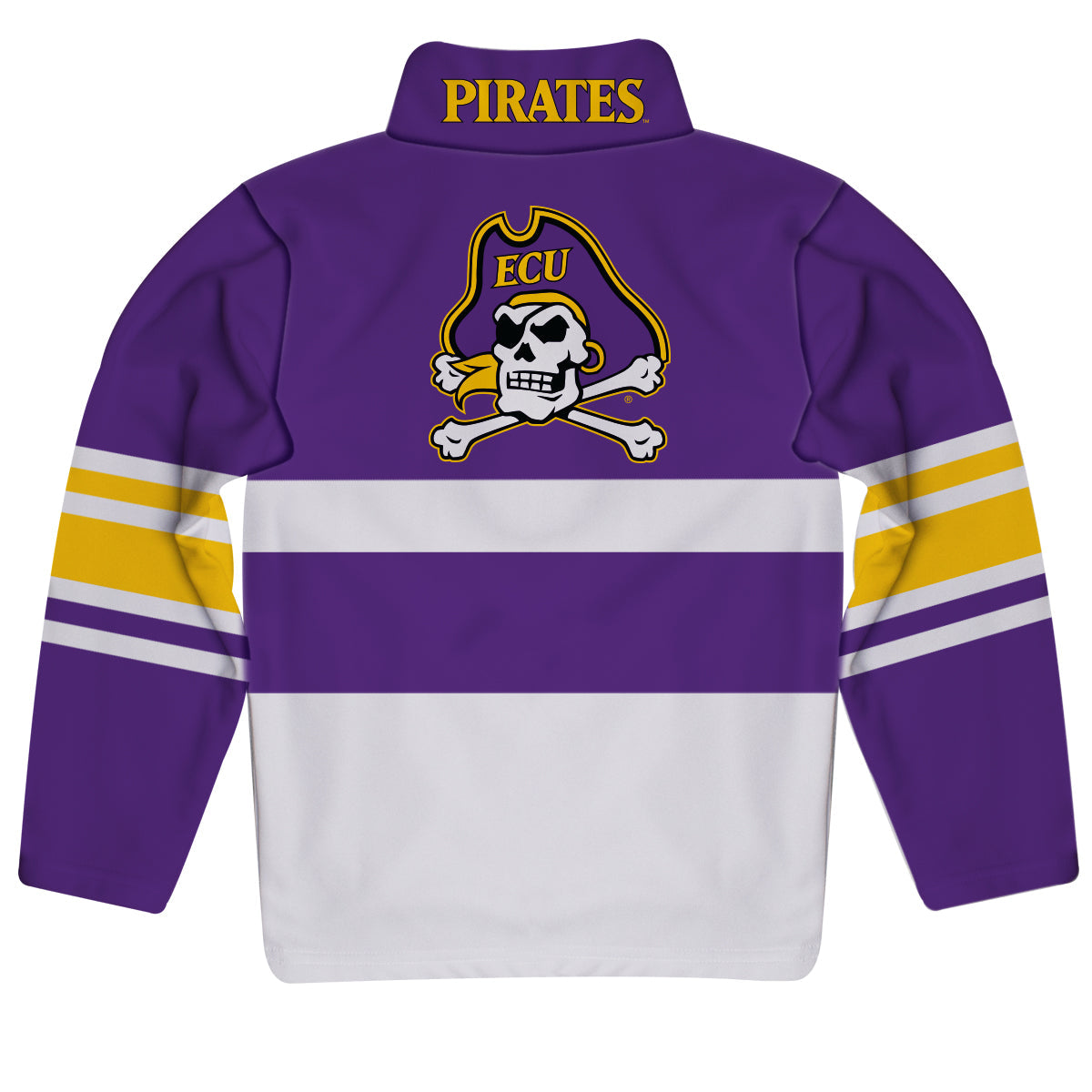 East Carolina Pirates Logo Stripes Purple Long Sleeve Quarter Zip Sweatshirt by Vive La Fete