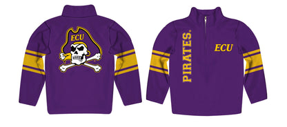 East Carolina Pirates Stripes Purple Long Sleeve Quarter Zip Sweatshirt by Vive La Fete