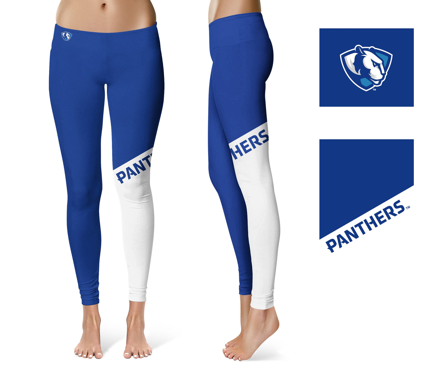 EIU Eastern Illinois University Vive La Fete Game Day Collegiate Leg Color Block Women Blue White Yoga Leggings