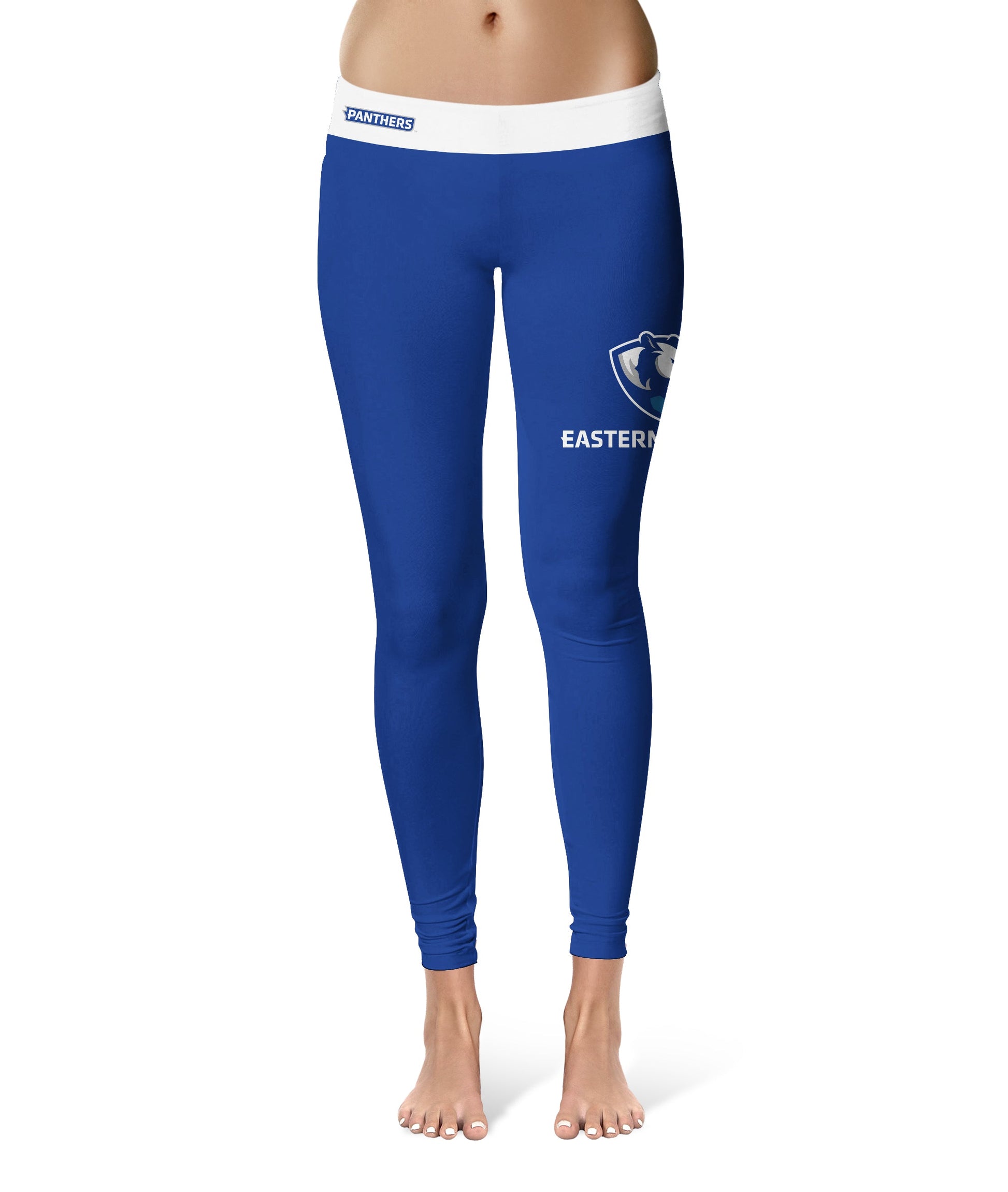 EIU Eastern Illinois University Vive La Fete Game Day Collegiate Logo on Thigh Blue Women Yoga Leggings 2.5 Waist Tights