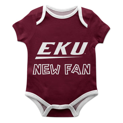 Eastern Kentucky Colonels EKU Infant Game Day Maroon Short Sleeve One Piece Jumpsuit New Fan Logo Bodysuit by Vive La Fete