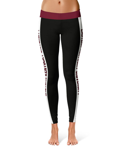 Eastern Kentucky Colonels EKU Vive La Fete Game Day Collegiate White Stripes Women Black Yoga Leggings 2 Waist Tights"