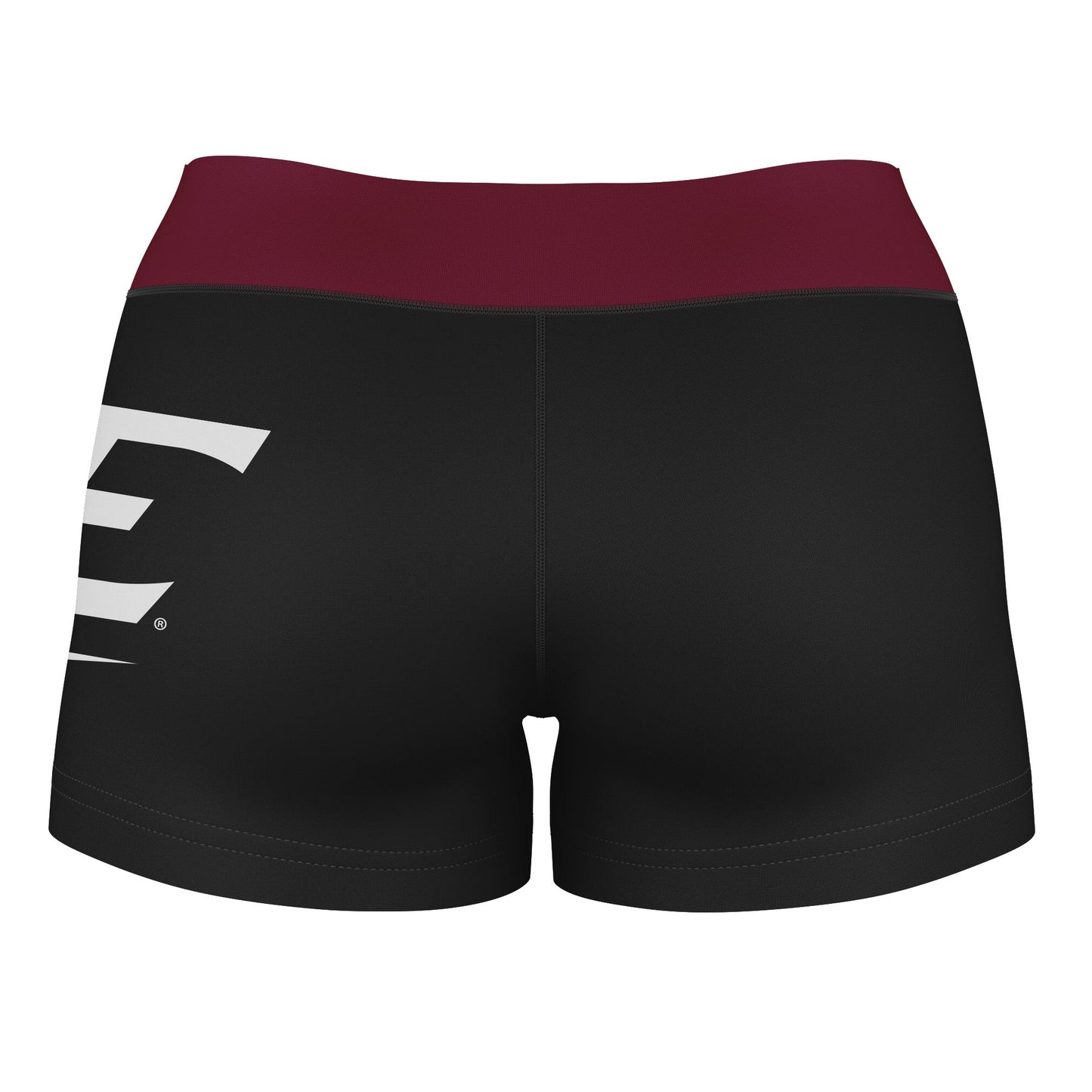 EKU Colonels Vive La Fete Game Day Logo on Thigh & Waistband Black & Maroon Women Yoga Booty Workout Shorts 3.75 Inseam" - Vive La F̻te - Online Apparel Store