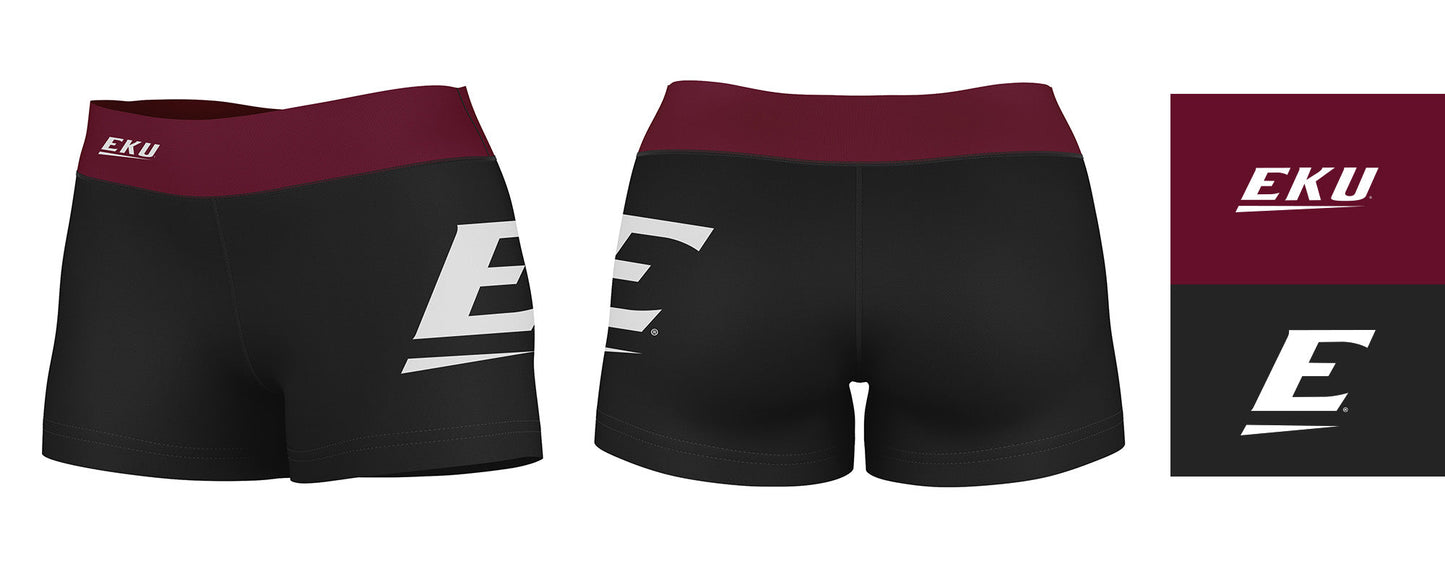 EKU Colonels Vive La Fete Game Day Logo on Thigh & Waistband Black & Maroon Women Yoga Booty Workout Shorts 3.75 Inseam" - Vive La F̻te - Online Apparel Store