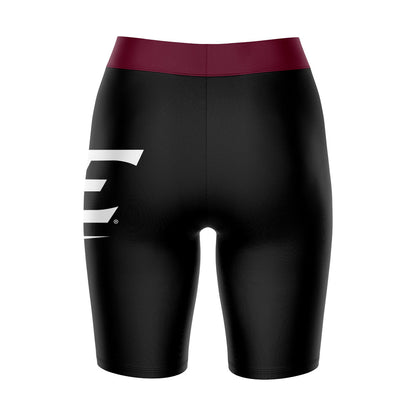 Eastern Kentucky Colonels EKU Vive La Fete Game Day Logo on Thigh & Waistband Black & Maroon Women Bike Short 9 Inseam"