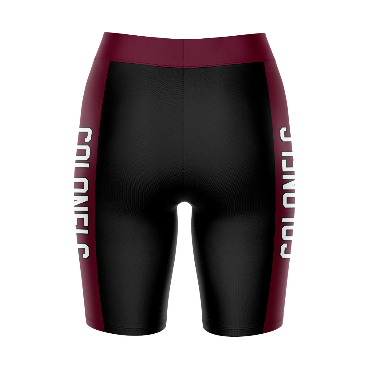 Eastern Kentucky Colonels EKU Vive La Fete Game Day Logo on Waistband and Maroon Stripes Black Women Bike Short 9 Inseam