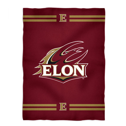 Elon University Phoenix Game Day Soft Premium Fleece Maroon Throw Blanket 40 x 58 Logo and Stripes