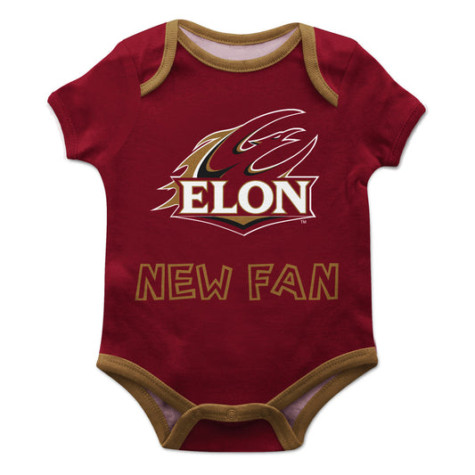Elon University Phoenix Infant Game Day Maroon Short Sleeve One Piece Jumpsuit by Vive La Fete