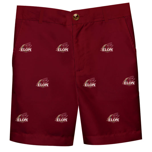 Elon University Phoenix Boys Game Day Maroon Structured Shorts