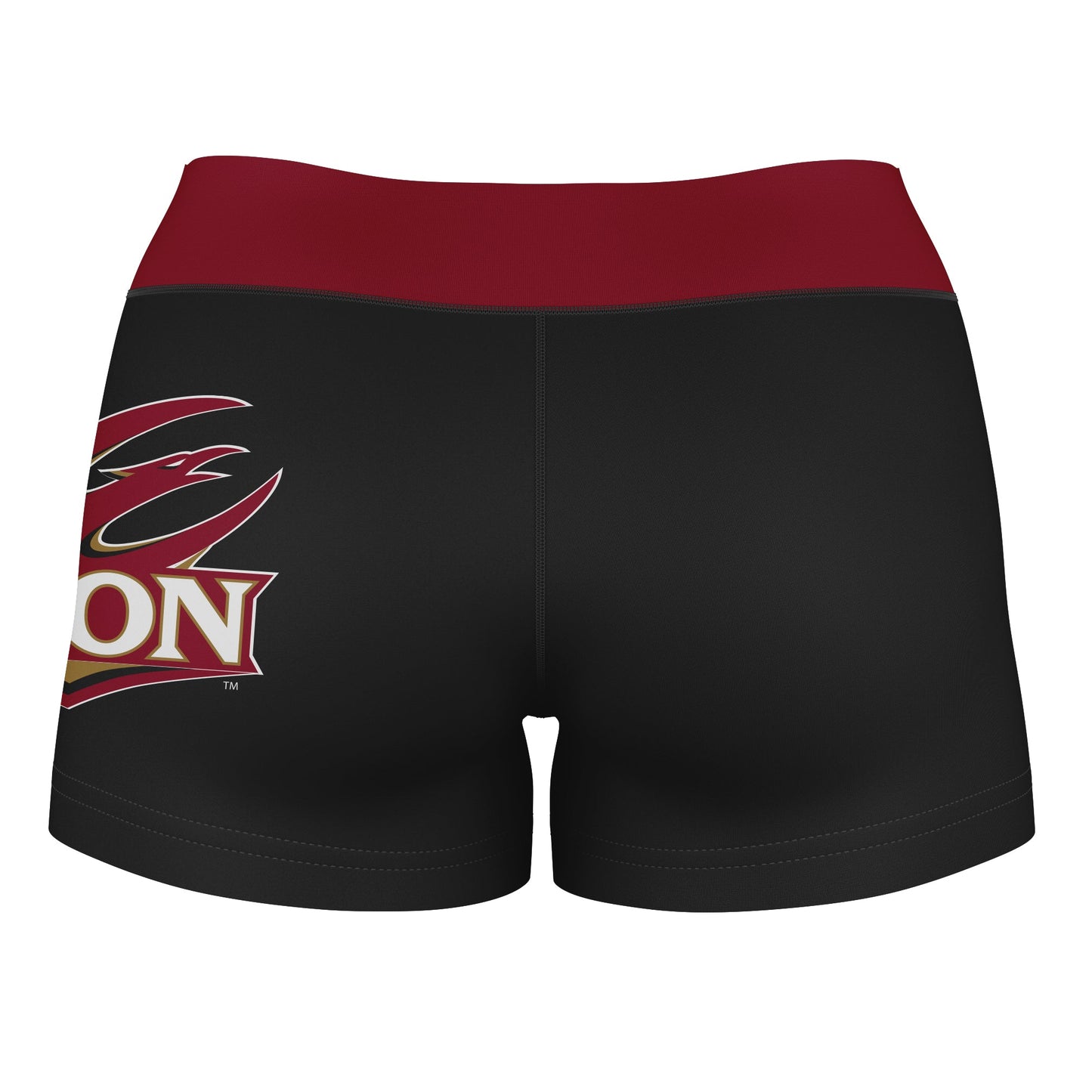 Elon Phoenix Vive La Fete Logo on Thigh and Waistband Black and Maroon Women Yoga Booty Workout Shorts 3.75 Inseam" - Vive La F̻te - Online Apparel Store