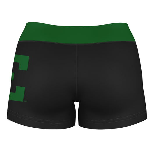 Mouseover Image, EMU Eagles Vive La Fete Game Day Logo on Thigh and Waistband Black & Green Women Yoga Booty Workout Shorts 3.75 Inseam"