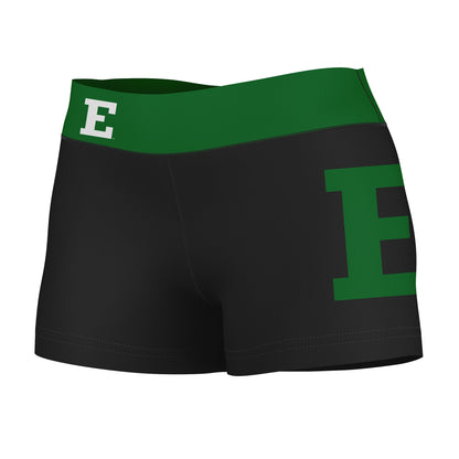 EMU Eagles Vive La Fete Game Day Logo on Thigh and Waistband Black & Green Women Yoga Booty Workout Shorts 3.75 Inseam"