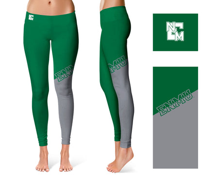 ENMU Eastern New Mexico Greyhounds Vive La Fete Game Day Collegiate Leg Color Block Women Green Gray Yoga Leggings