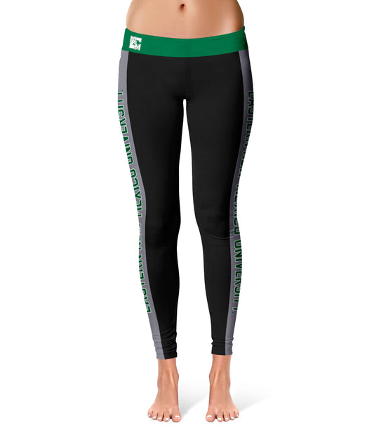 Eastern New Mexico Greyhounds Vive La Fete Game Day Collegiate Gray Stripes Women Black Yoga Leggings 2 Waist Tights