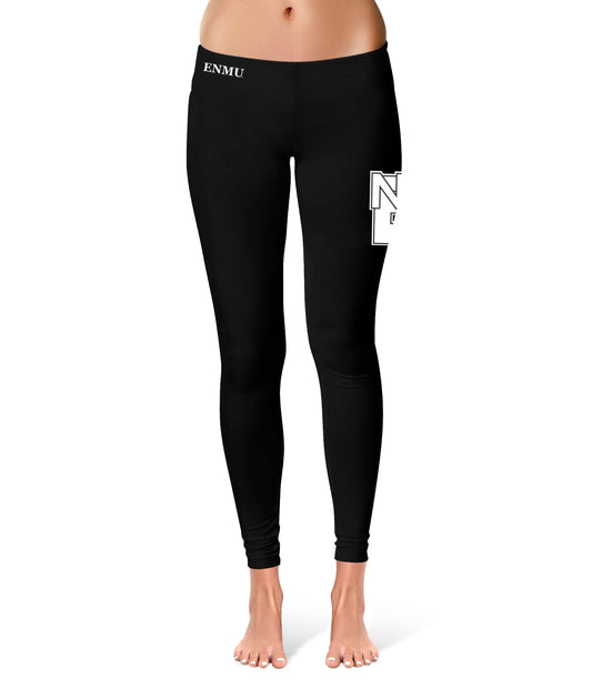 Eastern New Mexico Greyhounds Vive La Fete Collegiate Large Logo on Thigh Women Black Yoga Leggings 2.5 Waist Tights