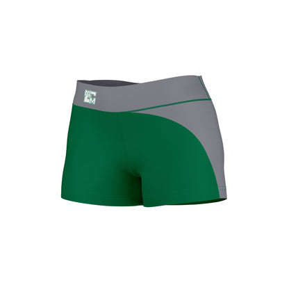 ENMU Eastern New Mexico Greyhounds Vive La Fete Collegiate Waist Color Block Women Green Gray Optimum Yoga Short - Vive La F̻te - Online Apparel Store