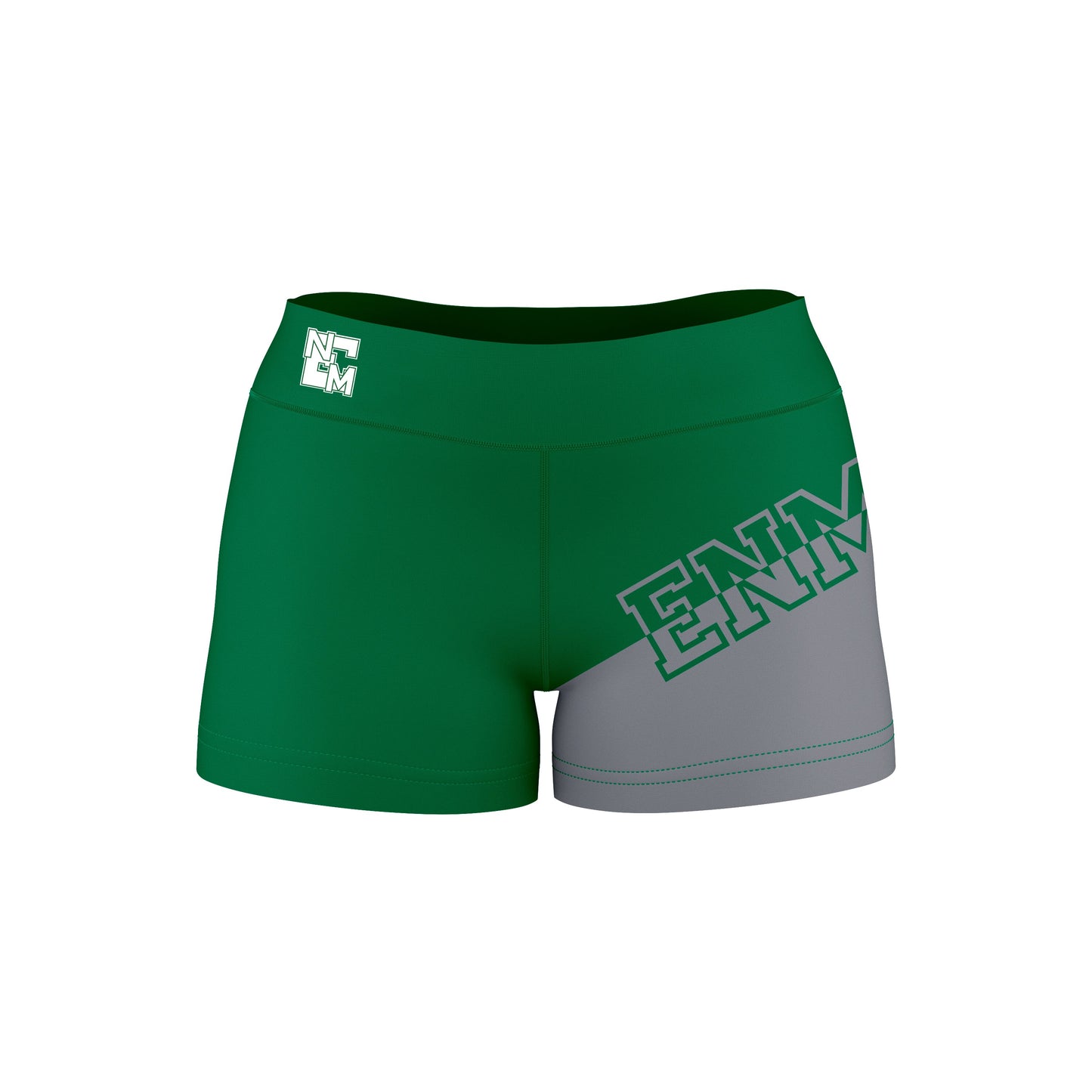 ENMU Eastern New Mexico Greyhounds Vive La Fete Game Day Collegiate Leg Color Block Women Green Gray Optimum Yoga Short