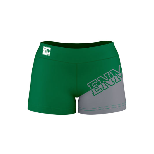 ENMU Eastern New Mexico Greyhounds Vive La Fete Game Day Collegiate Leg Color Block Women Green Gray Optimum Yoga Short