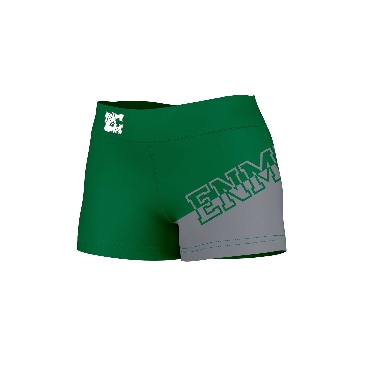 ENMU Eastern New Mexico Greyhounds Vive La Fete Game Day Collegiate Leg Color Block Women Green Gray Optimum Yoga Short - Vive La F̻te - Online Apparel Store