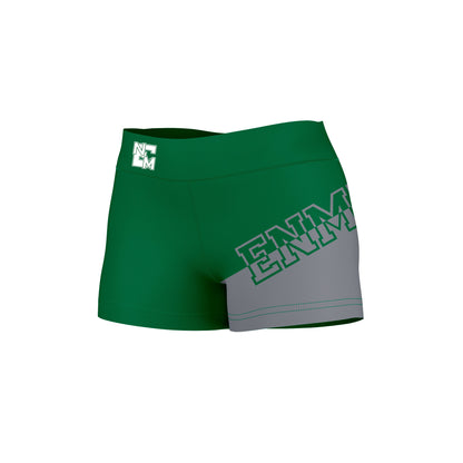 ENMU Eastern New Mexico Greyhounds Vive La Fete Game Day Collegiate Leg Color Block Women Green Gray Optimum Yoga Short - Vive La F̻te - Online Apparel Store