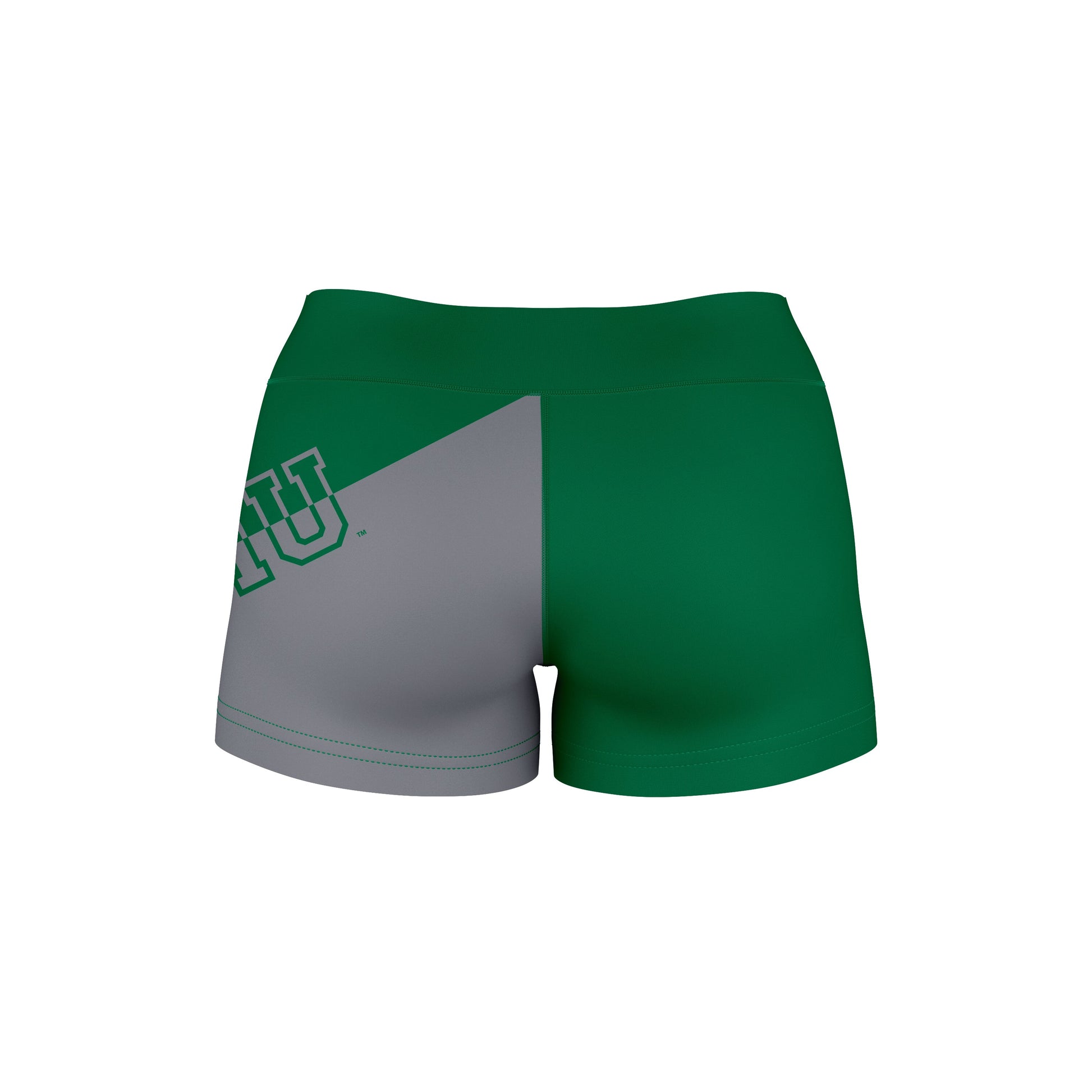 ENMU Eastern New Mexico Greyhounds Vive La Fete Game Day Collegiate Leg Color Block Women Green Gray Optimum Yoga Short - Vive La F̻te - Online Apparel Store