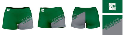 ENMU Eastern New Mexico Greyhounds Vive La Fete Game Day Collegiate Leg Color Block Women Green Gray Optimum Yoga Short - Vive La F̻te - Online Apparel Store