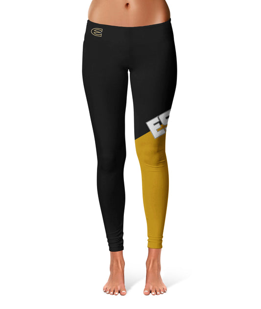 Emporia State Hornets Vive La Fete Game Day Collegiate Leg Color Block Women Black Gold Yoga Leggings