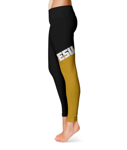 Emporia State Hornets Vive La Fete Game Day Collegiate Leg Color Block Women Black Gold Yoga Leggings