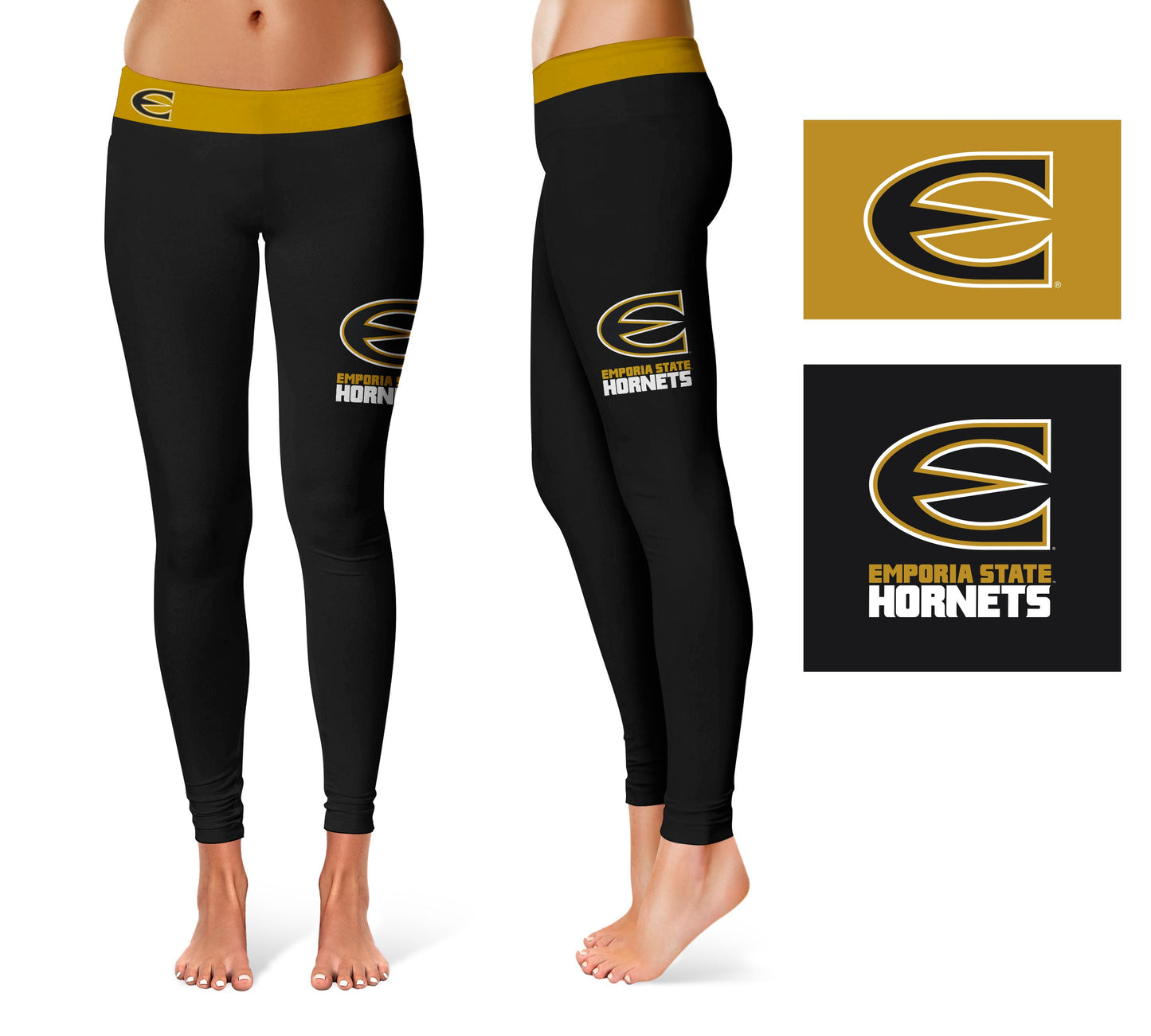 Emporia State Hornets Vive La Fete Game Day Collegiate Logo on Thigh Red Women Yoga Leggings 2.5 Waist Tights