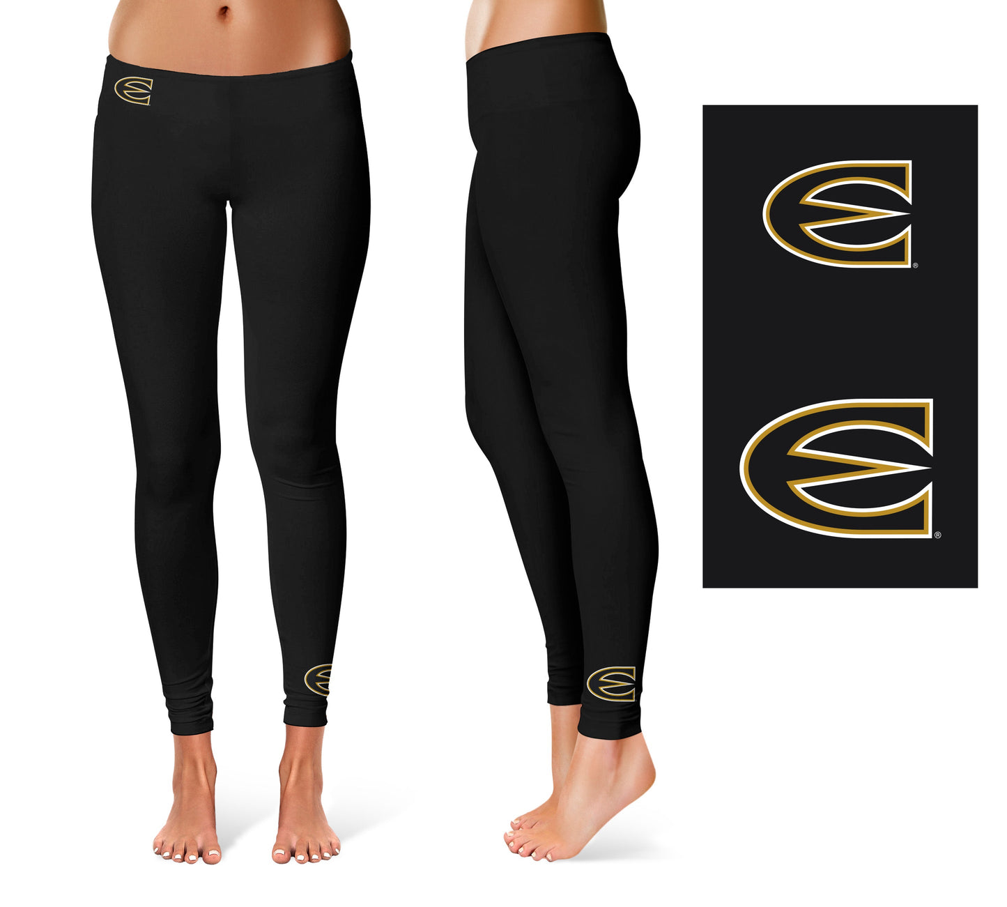 Emporia State Hornets Vive La Fete Game Day Collegiate Logo at Ankle Women Black Yoga Leggings 2.5 Waist Tights