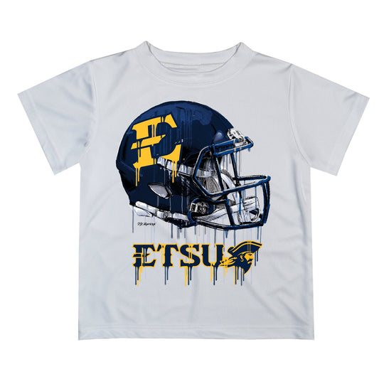 East Tennessee Buccaneers Original Dripping Football Helmet White T-Shirt by Vive La Fete