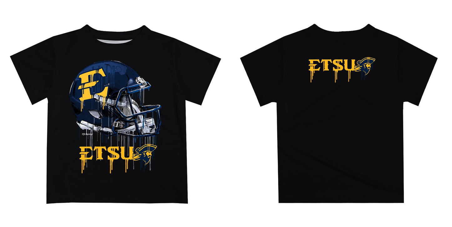 East Tennessee Buccaneers Original Dripping Football Helmet Black T-Shirt by Vive La Fete