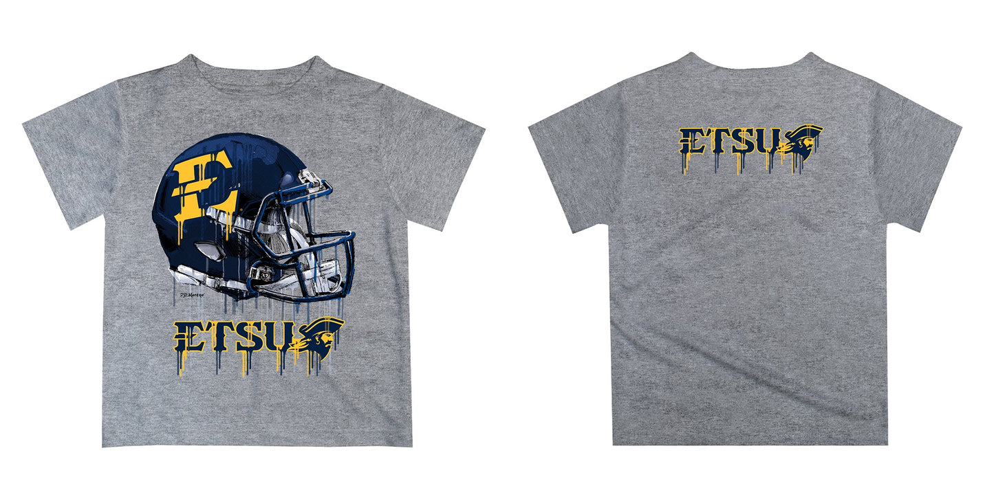 East Tennessee Buccaneers Original Dripping Football Helmet Heather Gray T-Shirt by Vive La Fete