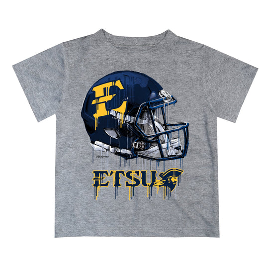 East Tennessee Buccaneers Original Dripping Football Helmet Heather Gray T-Shirt by Vive La Fete