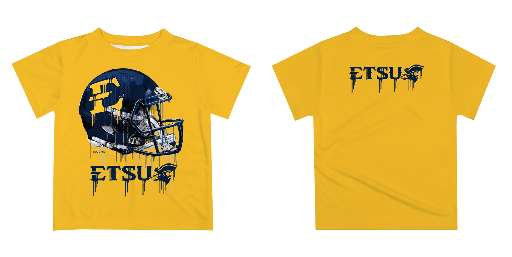 East Tennessee Buccaneers Original Dripping Football Helmet Yellow T-S