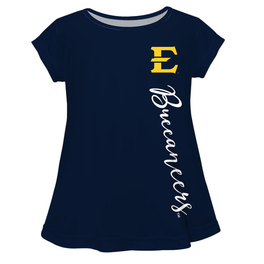East Tennessee State Buccaneers Blue Solid Short Sleeve Girls Laurie Top by Vive La Fete