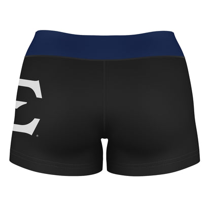 ETSU Buccaneers Vive La Fete Logo on Thigh & Waistband Black & Navy Women Yoga Booty Workout Shorts 3.75 Inseam" - Vive La F̻te - Online Apparel Store