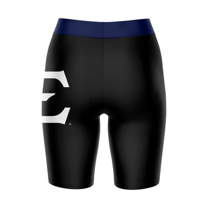ETSU Buccaneers Vive La Fete Game Day Logo on Thigh and Waistband Black and Navy Women Bike Short 9 Inseam"