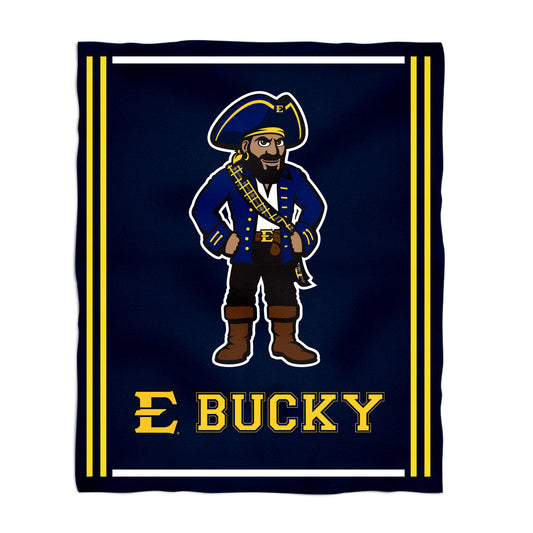 East Tennessee Buccaneers Kids Game Day Navy Plush Soft Minky Blanket 36 x 48 Mascot