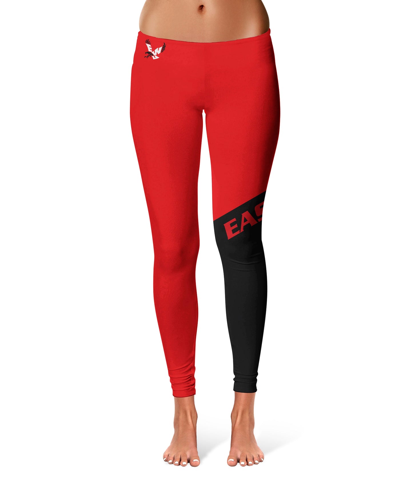 Eastern Washington Eagles EWU Vive La Fete Game Day Collegiate Leg Color Block Women Red Black Yoga Leggings