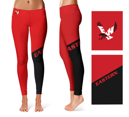 Eastern Washington Eagles EWU Vive La Fete Game Day Collegiate Leg Color Block Women Red Black Yoga Leggings