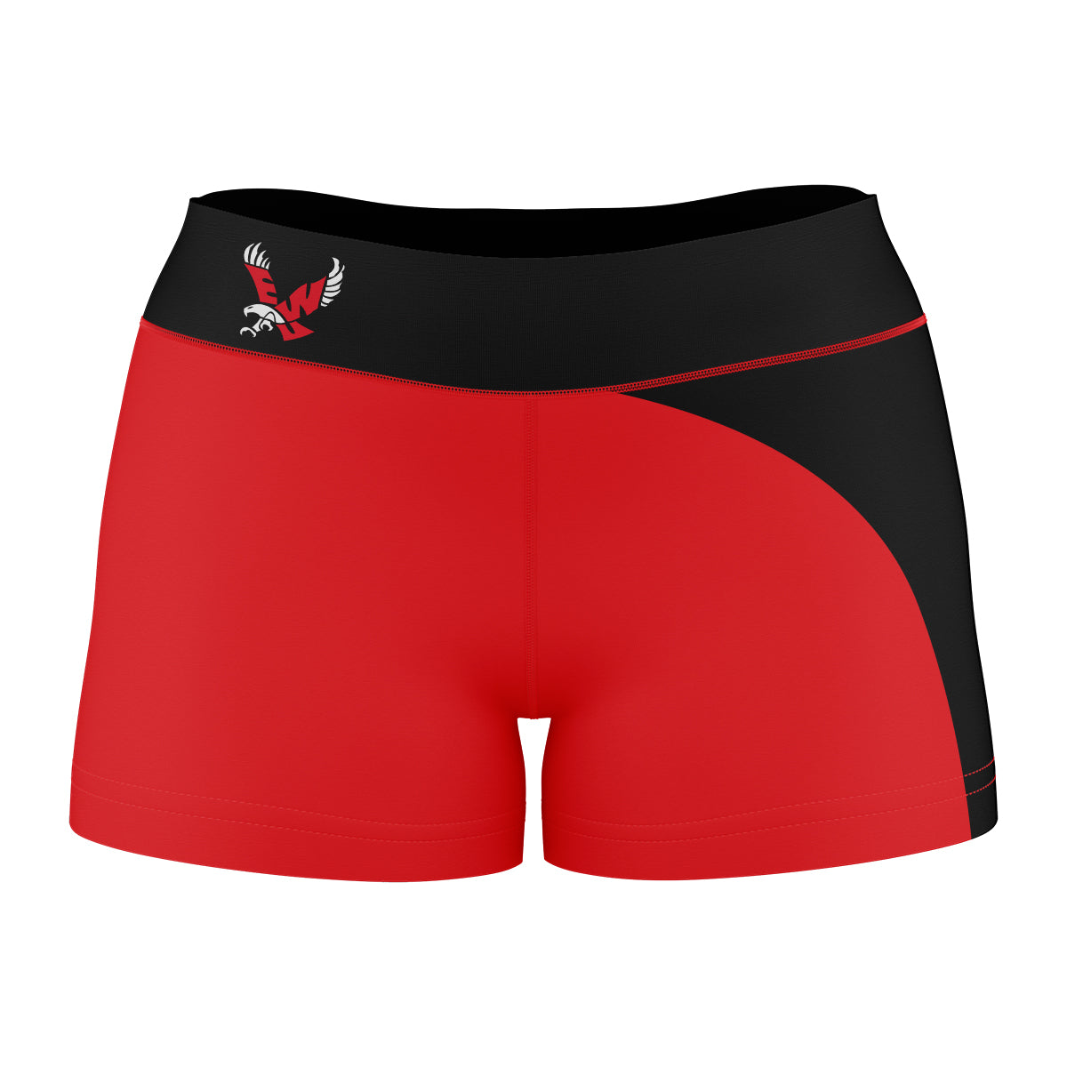 Eastern Washington Eagles EWU Vive La Fete Collegiate Waist Color Block Women Red Black Optimum Yoga Short