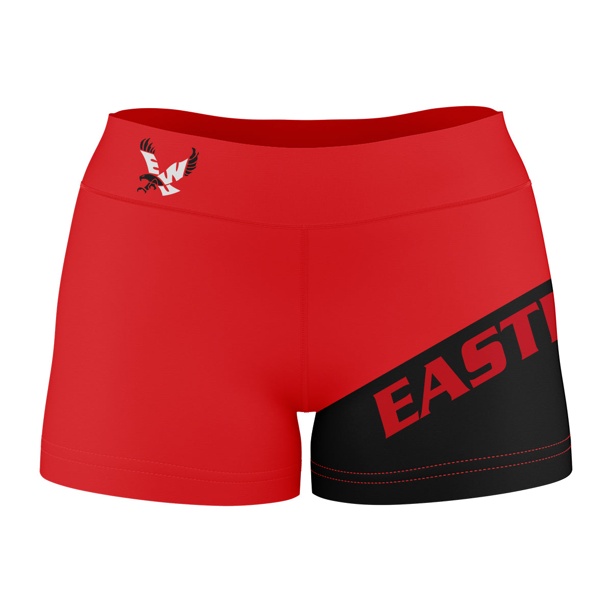 Eastern Washington Eagles EWU Vive La Fete Game Day Collegiate Leg Color Block Women Red Black Optimum Yoga Short