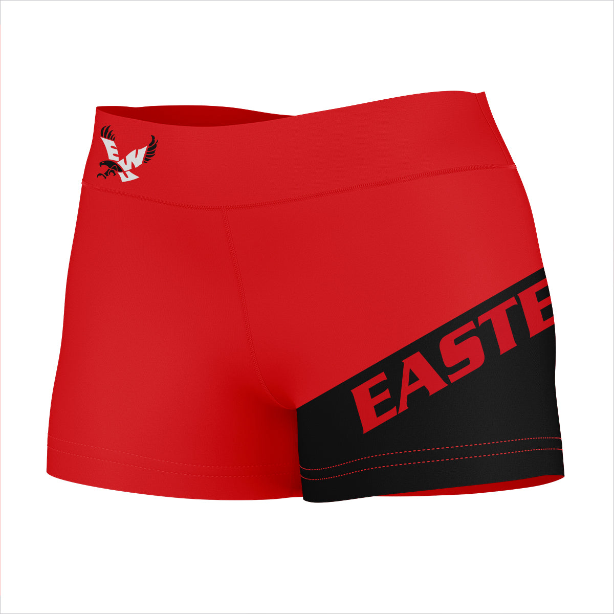 Eastern Washington Eagles EWU Vive La Fete Game Day Collegiate Leg Color Block Women Red Black Optimum Yoga Short - Vive La F̻te - Online Apparel Store