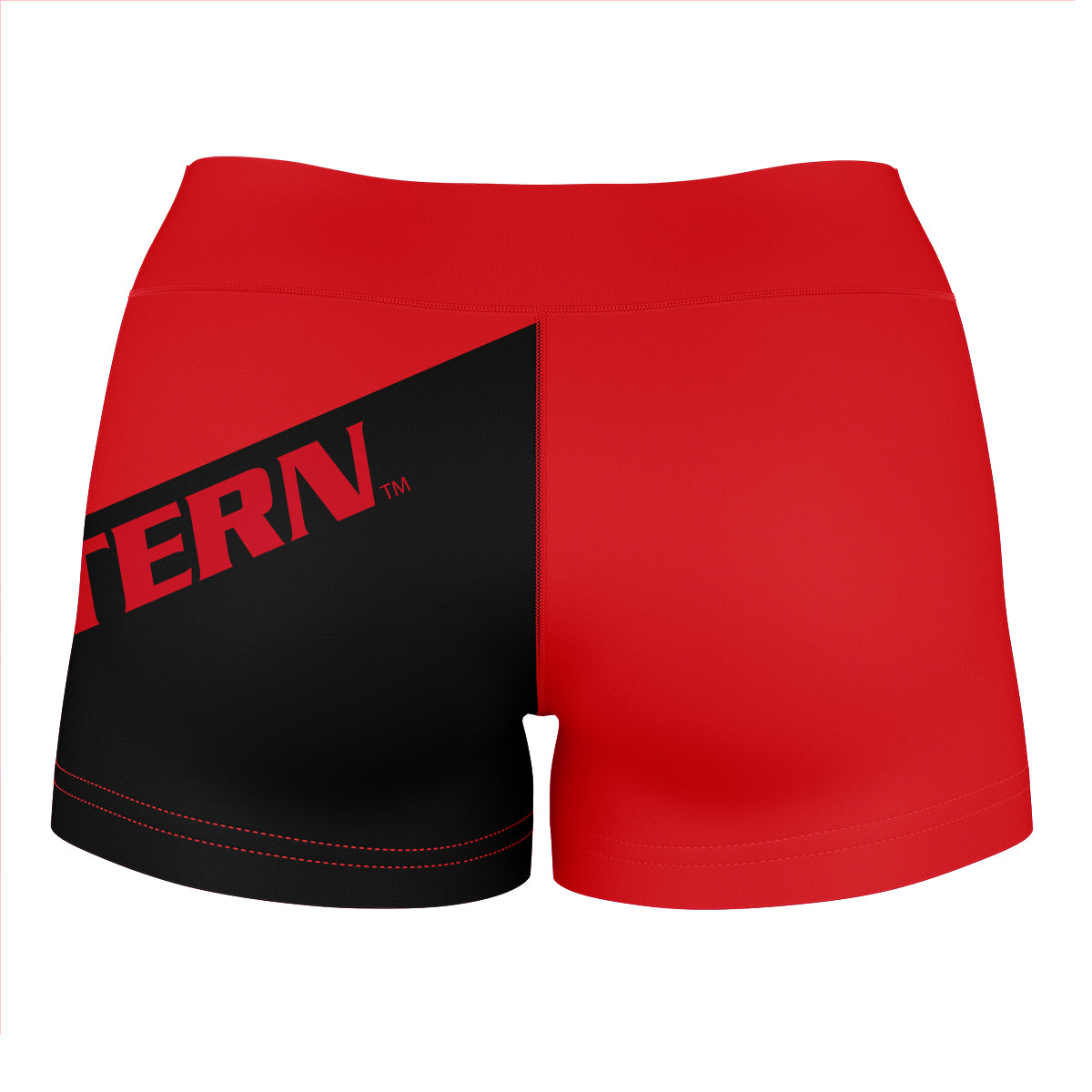 Eastern Washington Eagles EWU Vive La Fete Game Day Collegiate Leg Color Block Women Red Black Optimum Yoga Short - Vive La F̻te - Online Apparel Store