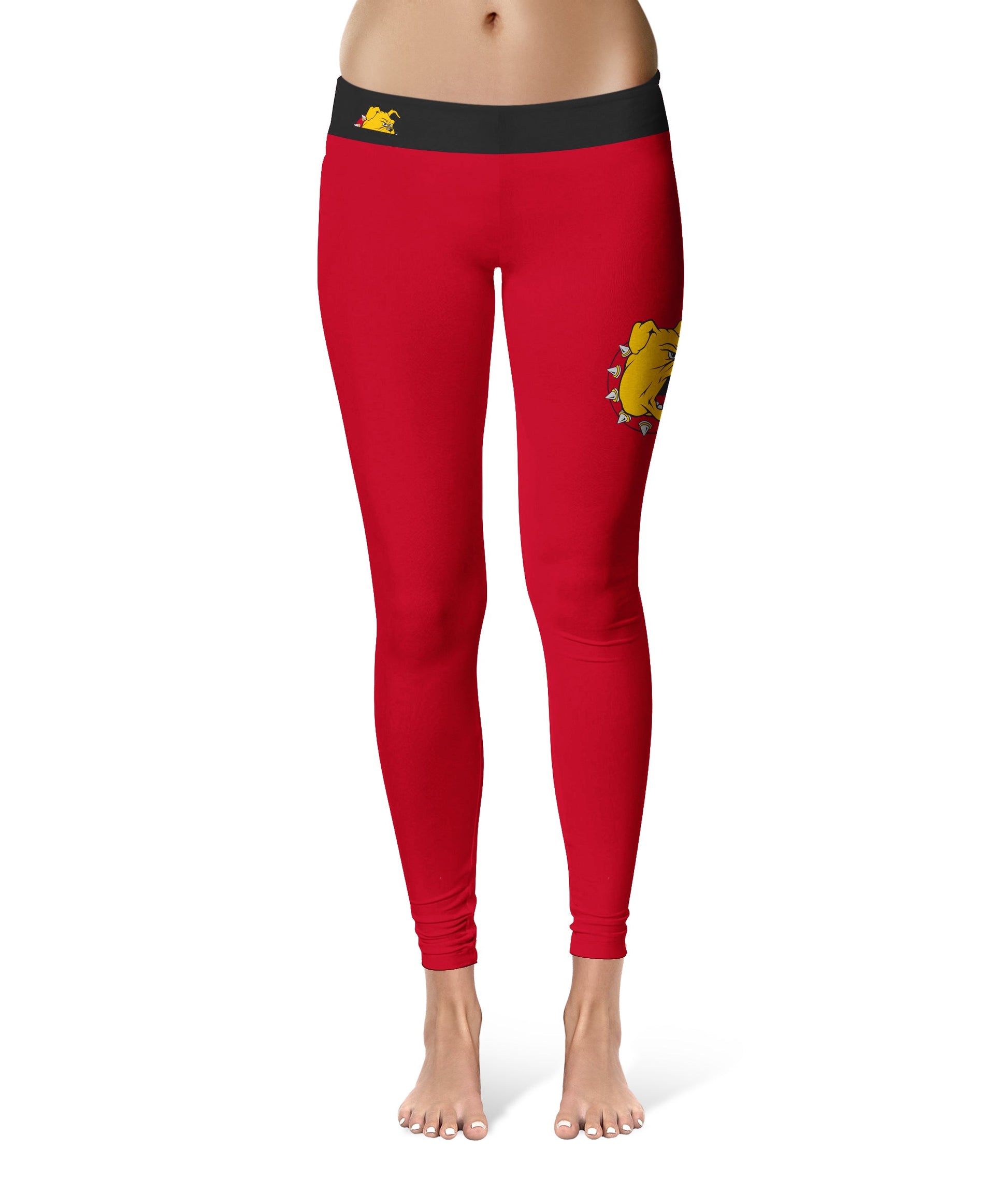 Ferris State Bulldogs Vive La Fete Game Day Collegiate Logo on Thigh Red Women Yoga Leggings 2.5 Waist Tights