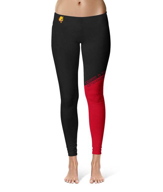 Ferris State University Bulldogs Vive La Fete Game Day Collegiate Leg Color Block Women Black Red Yoga Leggings