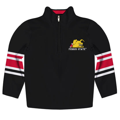 Ferris State University Bulldogs Game Day Black Quarter Zip Pullover for Infants Toddlers by Vive La Fete
