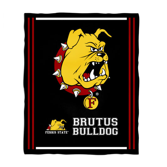 Ferris State Bulldogs Kids Game Day Black Plush Soft Minky Blanket 36 x 48 Mascot