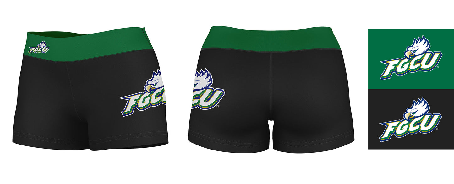 FGCU Eagles Vive La Fete Game Day Logo on Thigh and Waistband Black & Green Women Yoga Booty Workout Shorts 3.75 Inseam" - Vive La F̻te - Online Apparel Store